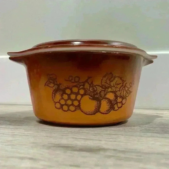 Pyrex Other - Vintage 1970s Pyrex Brown Old Orchard 1 Quart Casserole Dish With Lid 473